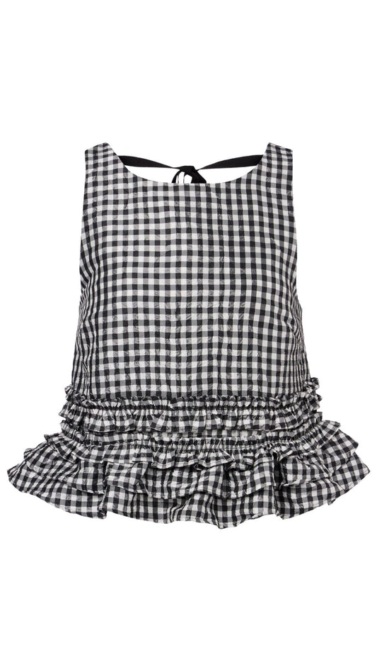 Crinkled Taffeta Frill Top-Tops/Blouses-Uniquities