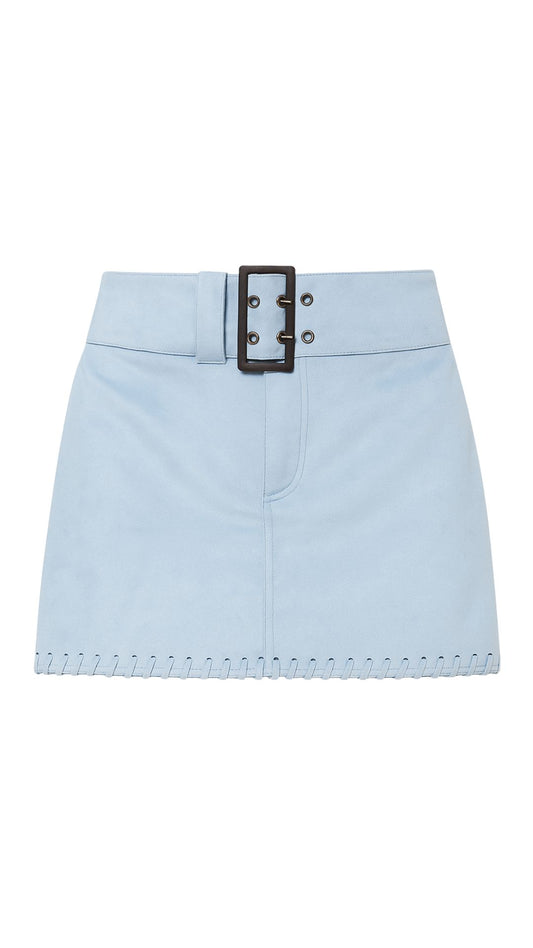 Suede Buckle Mini Skort-Bottoms-Uniquities
