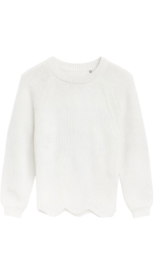 Wide Sleeve Scalloped Edge Shaker-Tops/Blouses-Uniquities