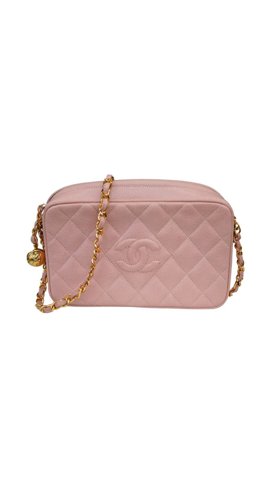 Chanel Quilted Zip Crossbody/Blush-Accessories-Uniquities