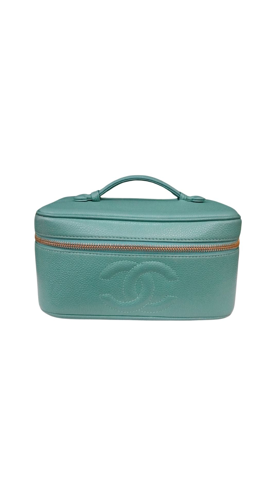 Chanel Leather Makeup Case/Teal-Accessories-Uniquities