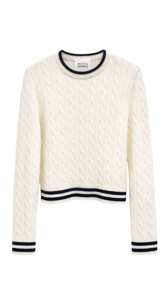 Cashmere Varsity Cable Crew-Sweaters-Uniquities