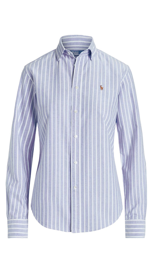 Slim Fit Striped Oxford Shirt-Tops/Blouses-Uniquities