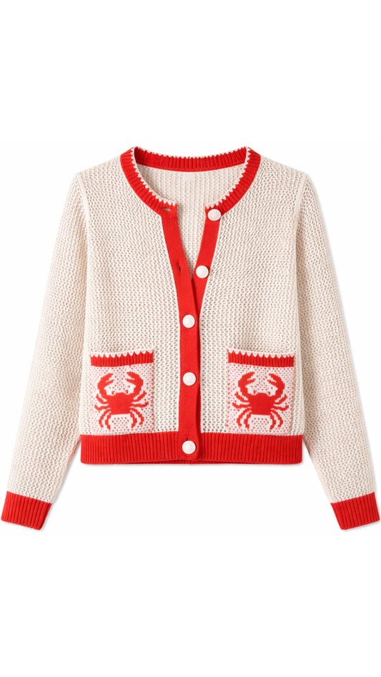 Mesh Cardigan With Crab Pocket-Sweaters-Uniquities