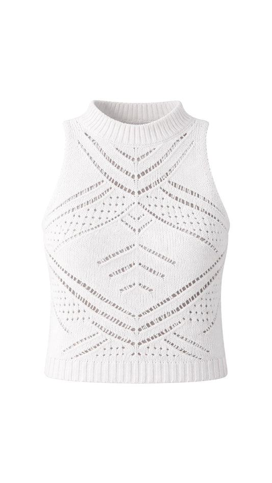 Chunky Pointelle Tank-Sweaters-Uniquities