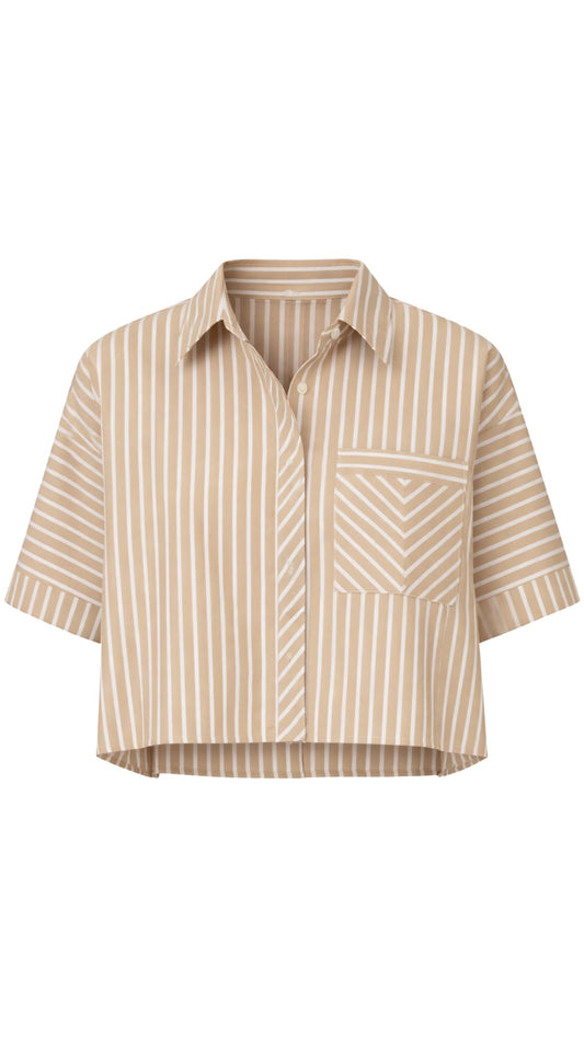 Marin Short Sleeve Stripe Shirt-Tops/Blouses-Uniquities