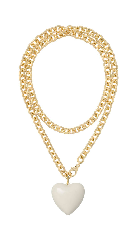 Big Puffy Heart Charm Necklace-Jewelry-Uniquities