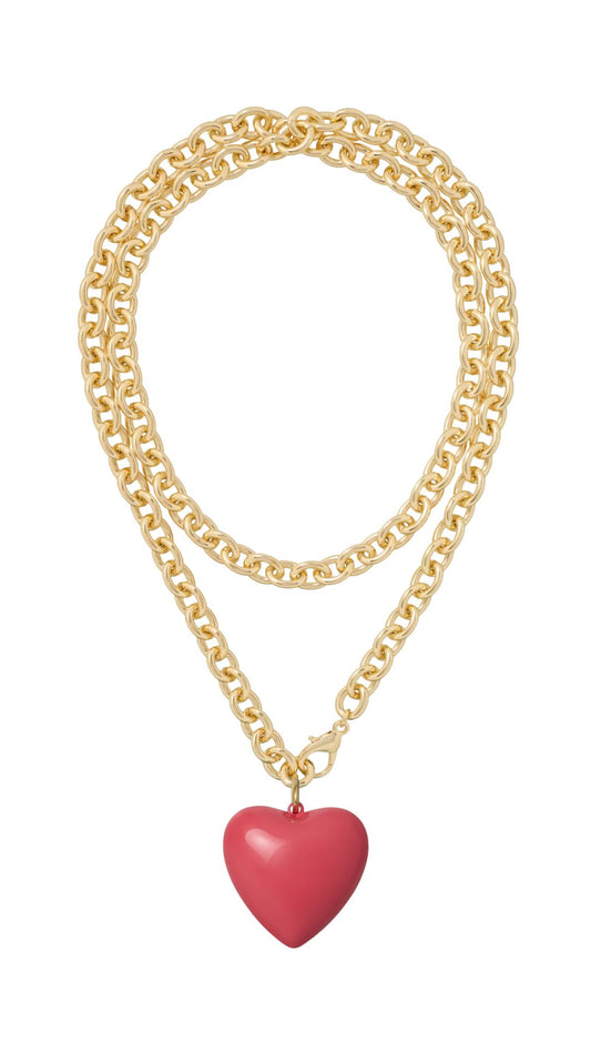 Big Puffy Heart Charm Necklace-Jewelry-Uniquities