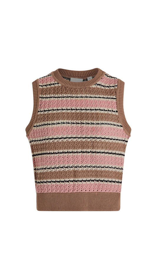 Deeley Stripe Stitch Tank-Sweaters-Uniquities