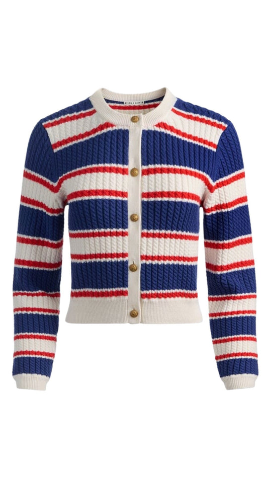 Dollie Striped Cable Cardigan-Tops/Blouses-Uniquities