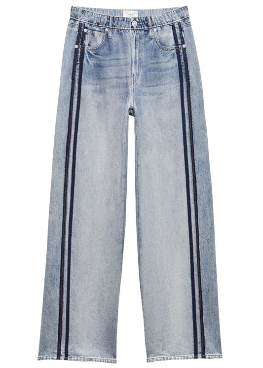 Miramar Wide Leg Track Pant-Denim-Uniquities