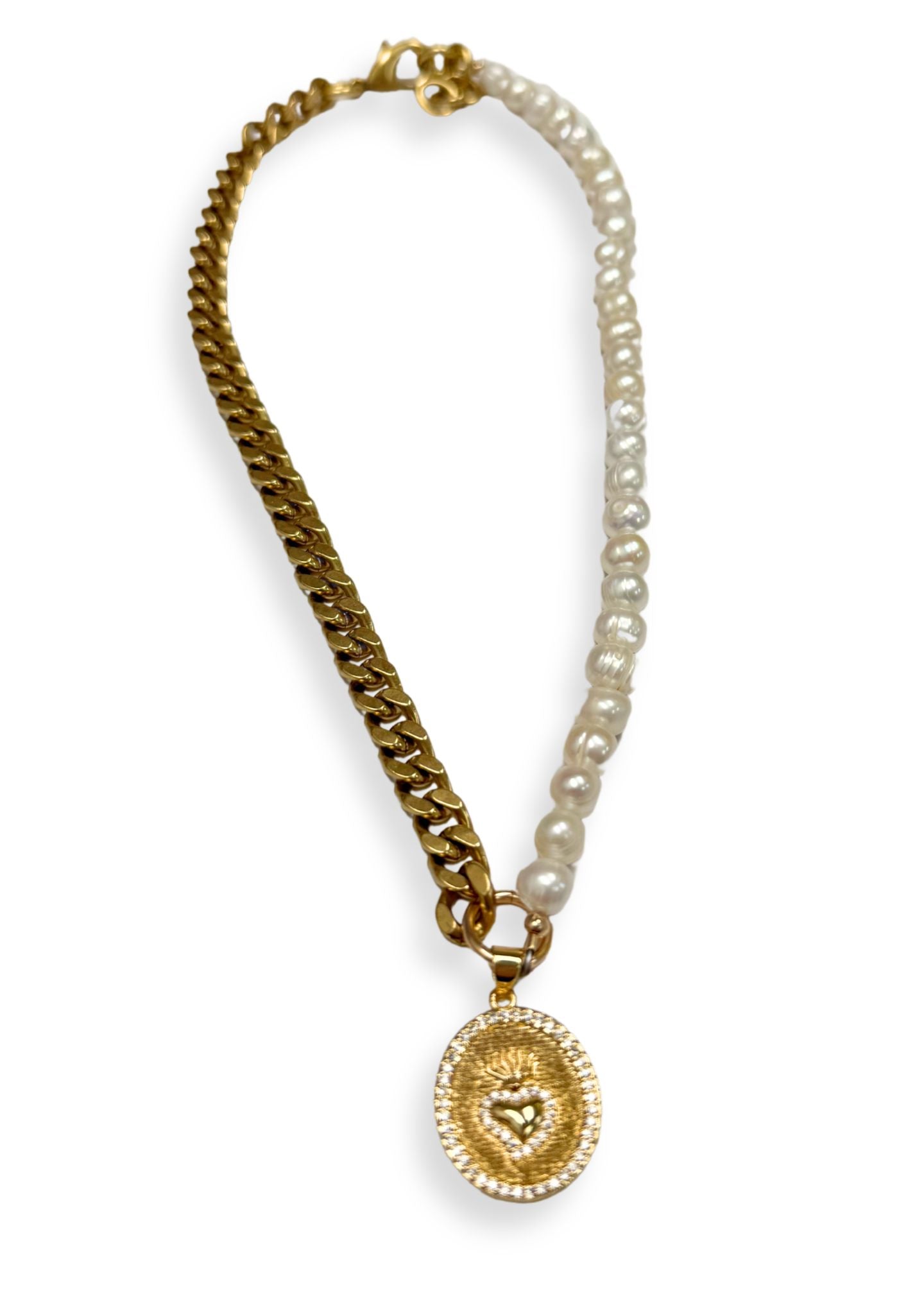 Pearl & Chain Necklace-Jewelry-Uniquities