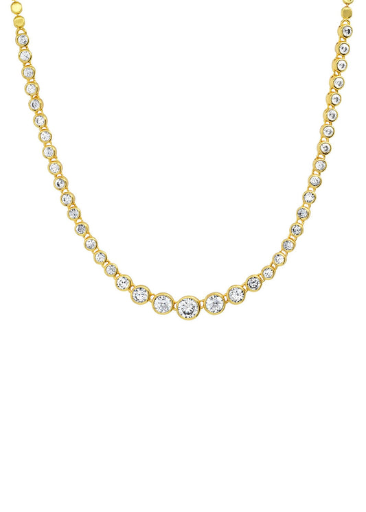 Bezel Set Graduated Tennis Necklace-Jewelry-Uniquities