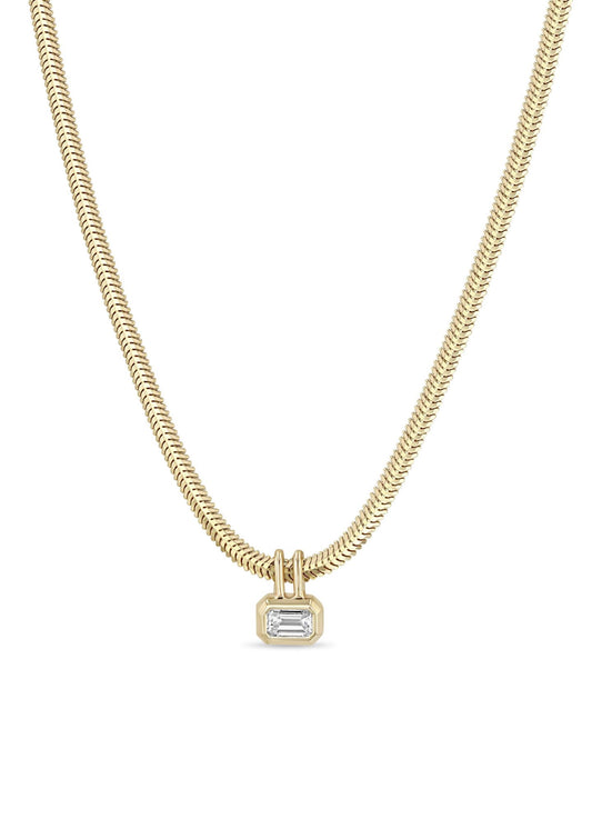 14k Emerald Cut Pendant Necklace-Jewelry-Uniquities
