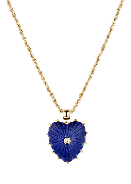 Malene Lapis Heart Rope Necklace-Jewelry-Uniquities