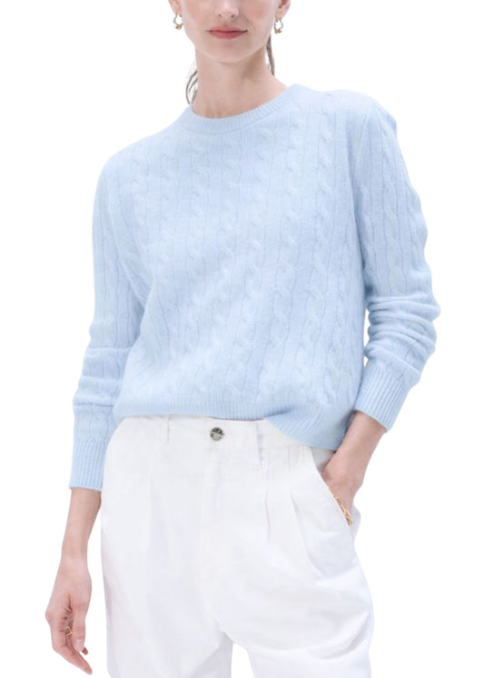 Cashmere Varsity Cable Crew-Sweaters-Uniquities