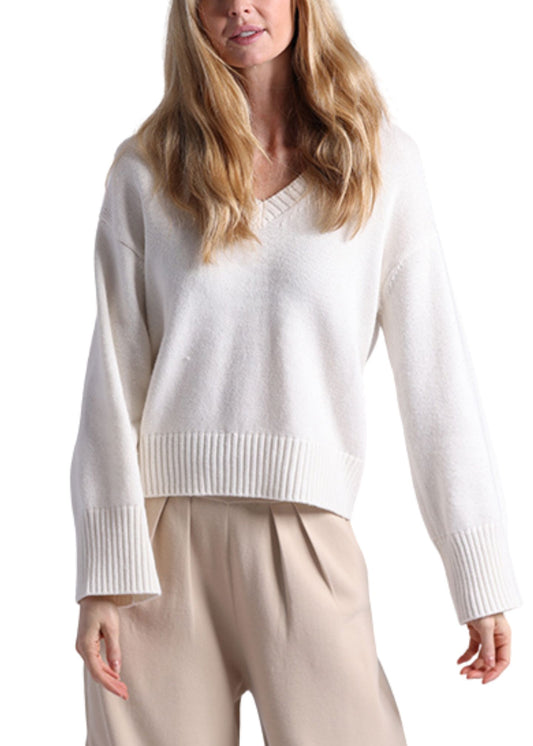 Luxe Cotton Blend Boxy V-Sweaters-Uniquities