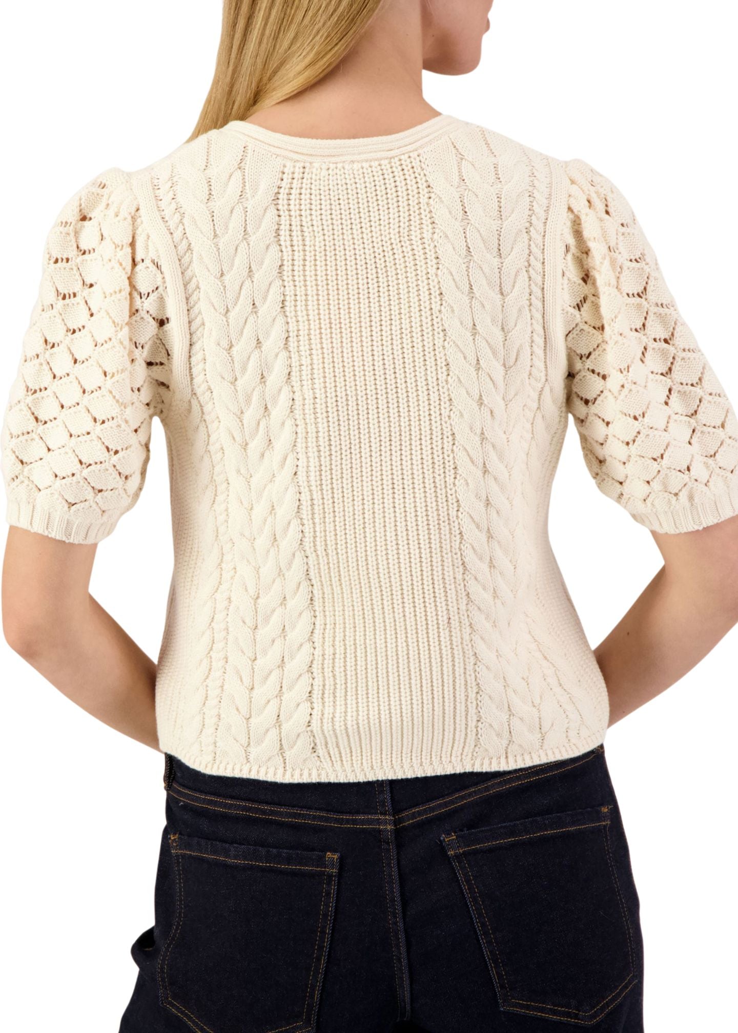 Elaine Pointelle Bow Cardigan-Sweaters-Uniquities