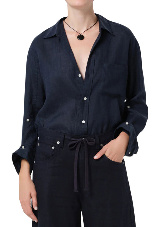 Kayla Shrunken Linen Shirt-Tops/Blouses-Uniquities