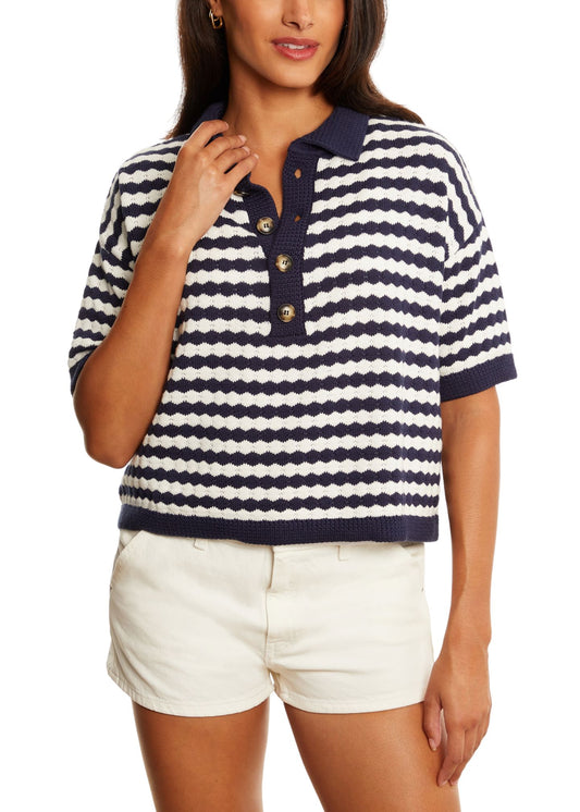 Clover Stitch Stripe Polo-Sweaters-Uniquities