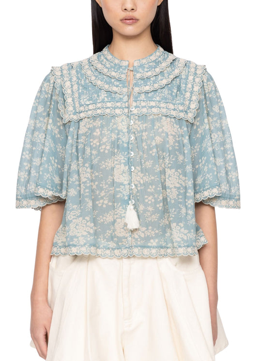 Kirsten Print Short Sleeve Top-Tops/Blouses-Uniquities
