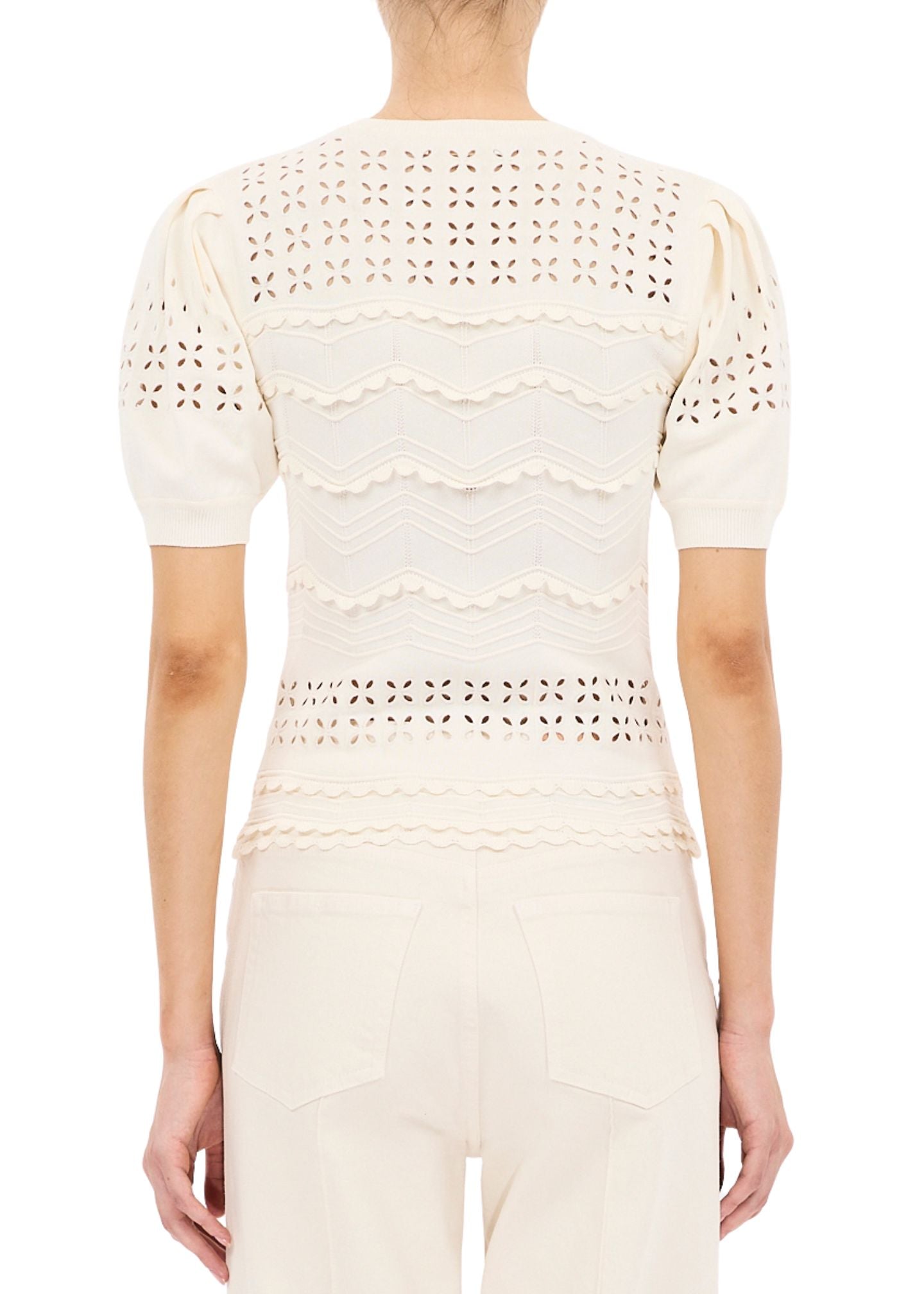 Marcelena Eyelet Knit Top-Tops/Blouses-Uniquities