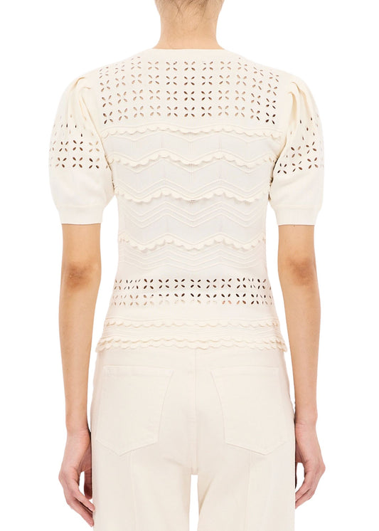 Marcelena Eyelet Knit Top-Tops/Blouses-Uniquities