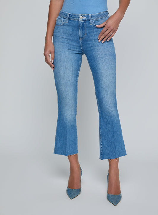 Kendra High Rise Crop Flare-Denim-Uniquities