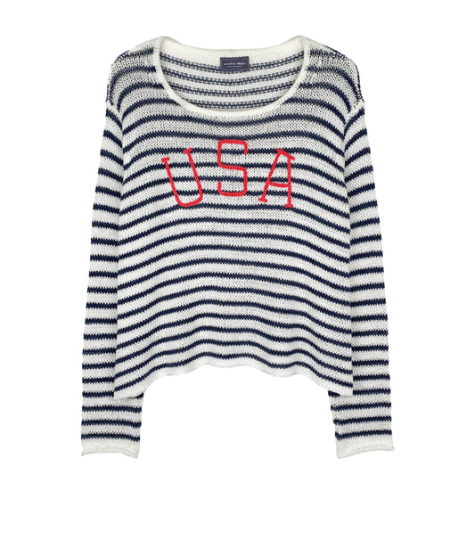 USA Stripe Crew-Sweaters-Uniquities