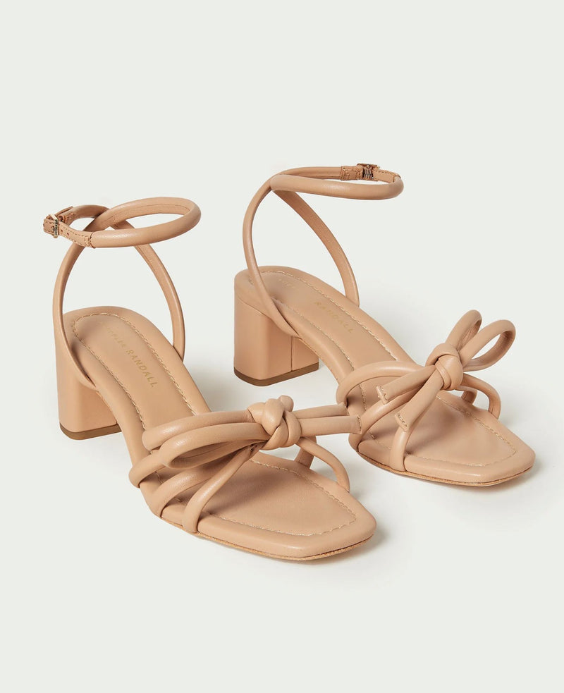 Mikel Leather Bow Mid Heel Sandal-Shoes-Uniquities