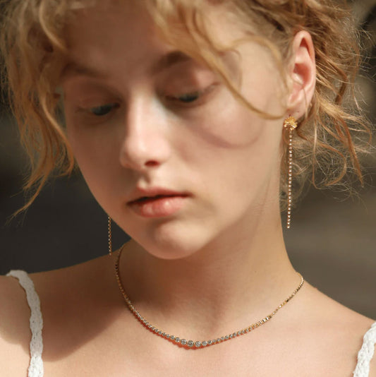 Bezel Set Graduated Tennis Necklace-Jewelry-Uniquities