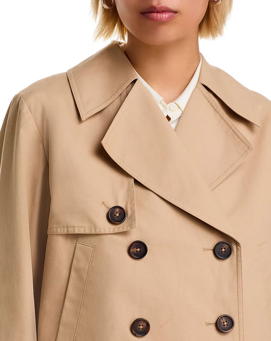 Cropped Twill Trench Coat-Jackets-Uniquities