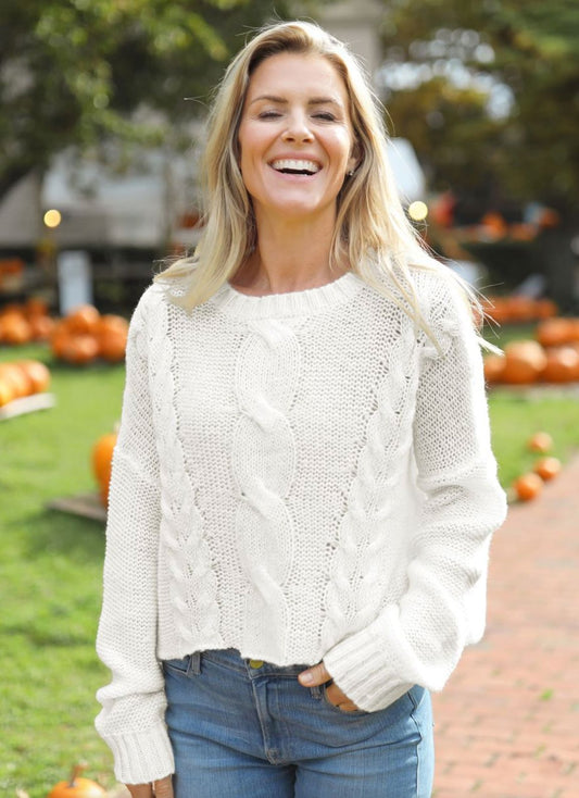 Aspen Cropped Cable Crew-Uniquities