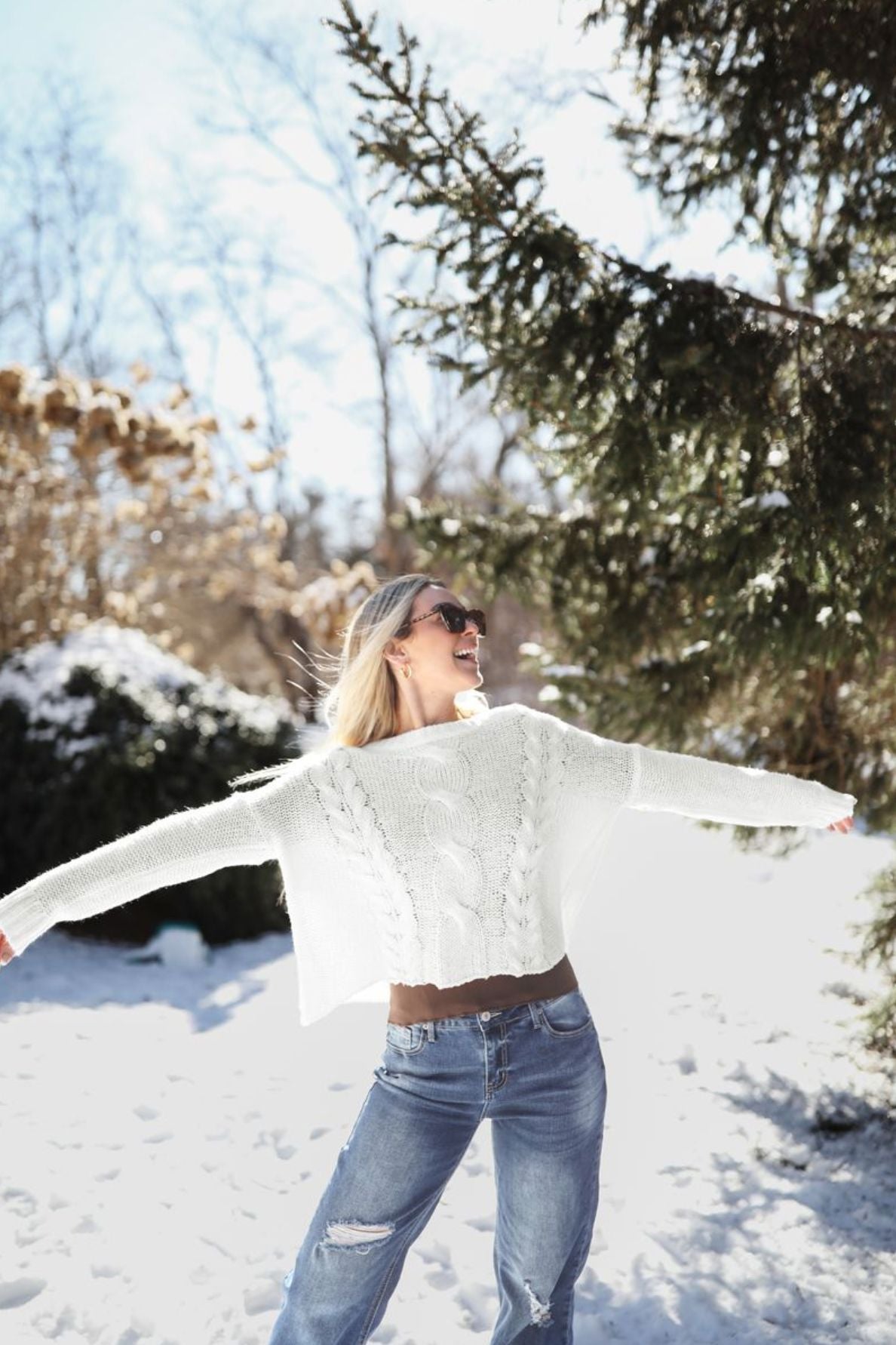 Aspen Cropped Cable Crew-Uniquities