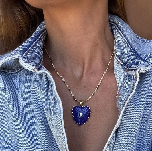 Malene Lapis Heart Rope Necklace-Jewelry-Uniquities
