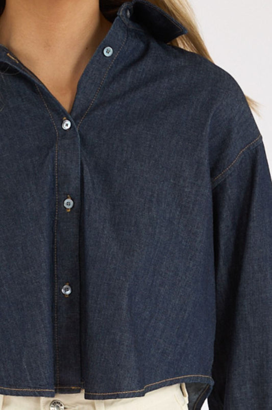 Ana Cropped Shirt in Piave-Tops/Blouses-Uniquities