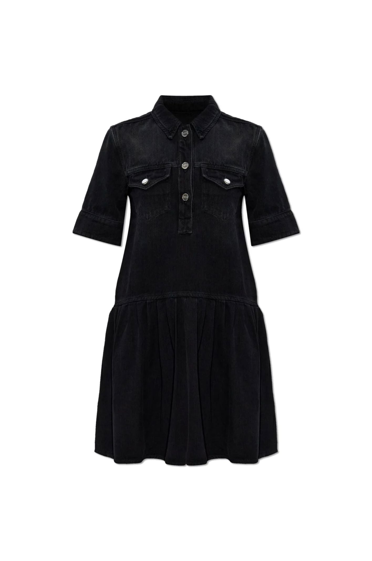 Soft Rigid Denim Mini Dress-Dresses-Uniquities