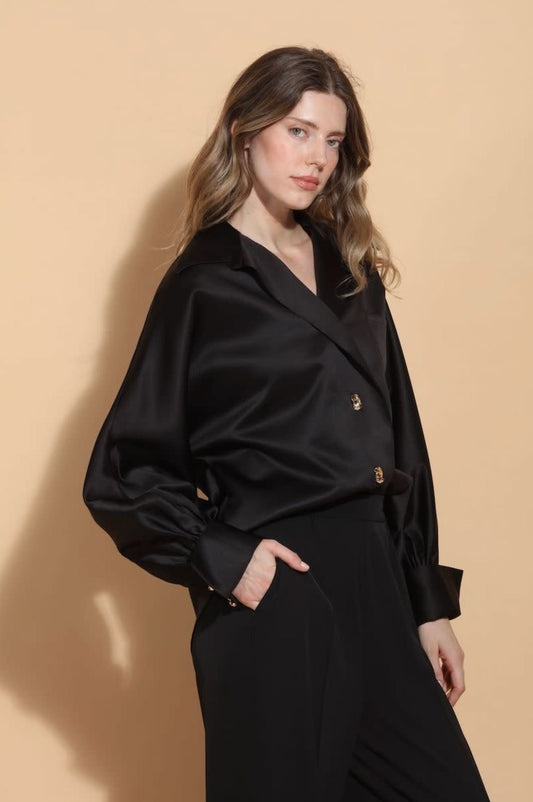 Kimberly Satin Blouse-Tops/Blouses-Uniquities