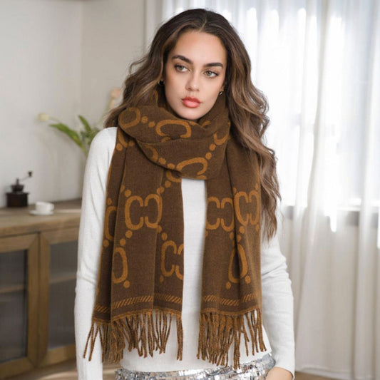 Fringe Fashion Scarf Brown-Accessories-Uniquities