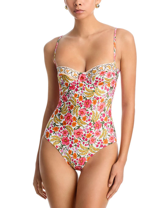 Banana Flowers One Piece-Swimwear-Uniquities