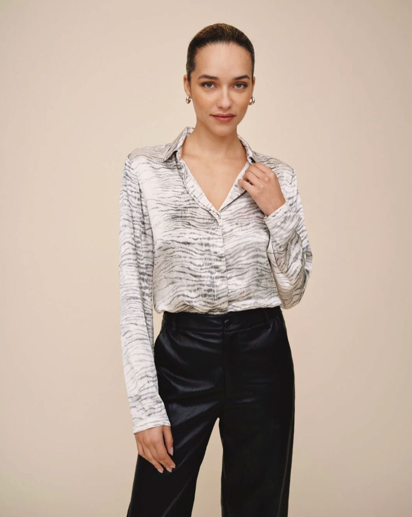Clean Hidden Placket Shirt-Tops/Blouses-Uniquities