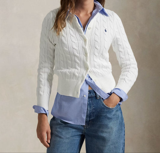 Cotton Crewneck Cardigan-Sweaters-Uniquities