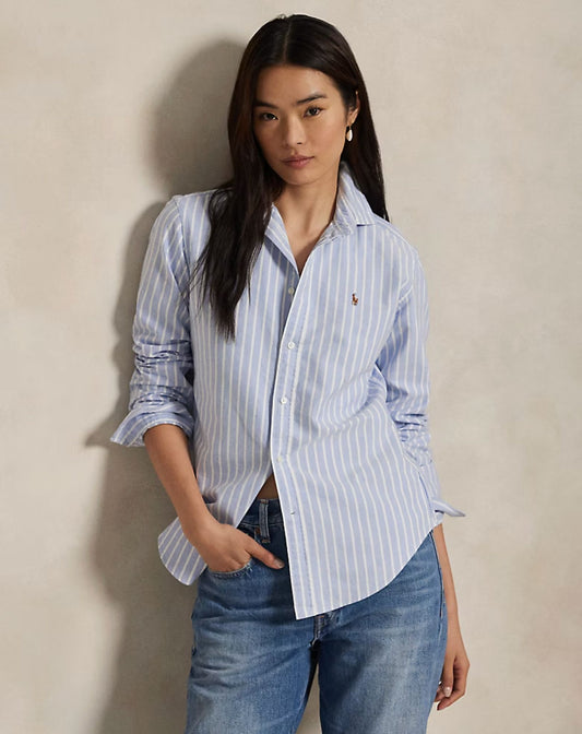 Slim Fit Striped Oxford Shirt-Tops/Blouses-Uniquities