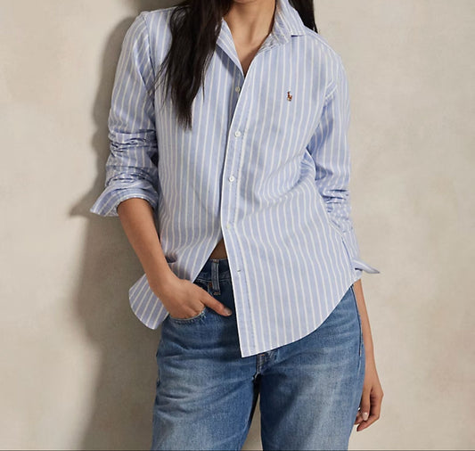 Slim Fit Striped Oxford Shirt-Tops/Blouses-Uniquities