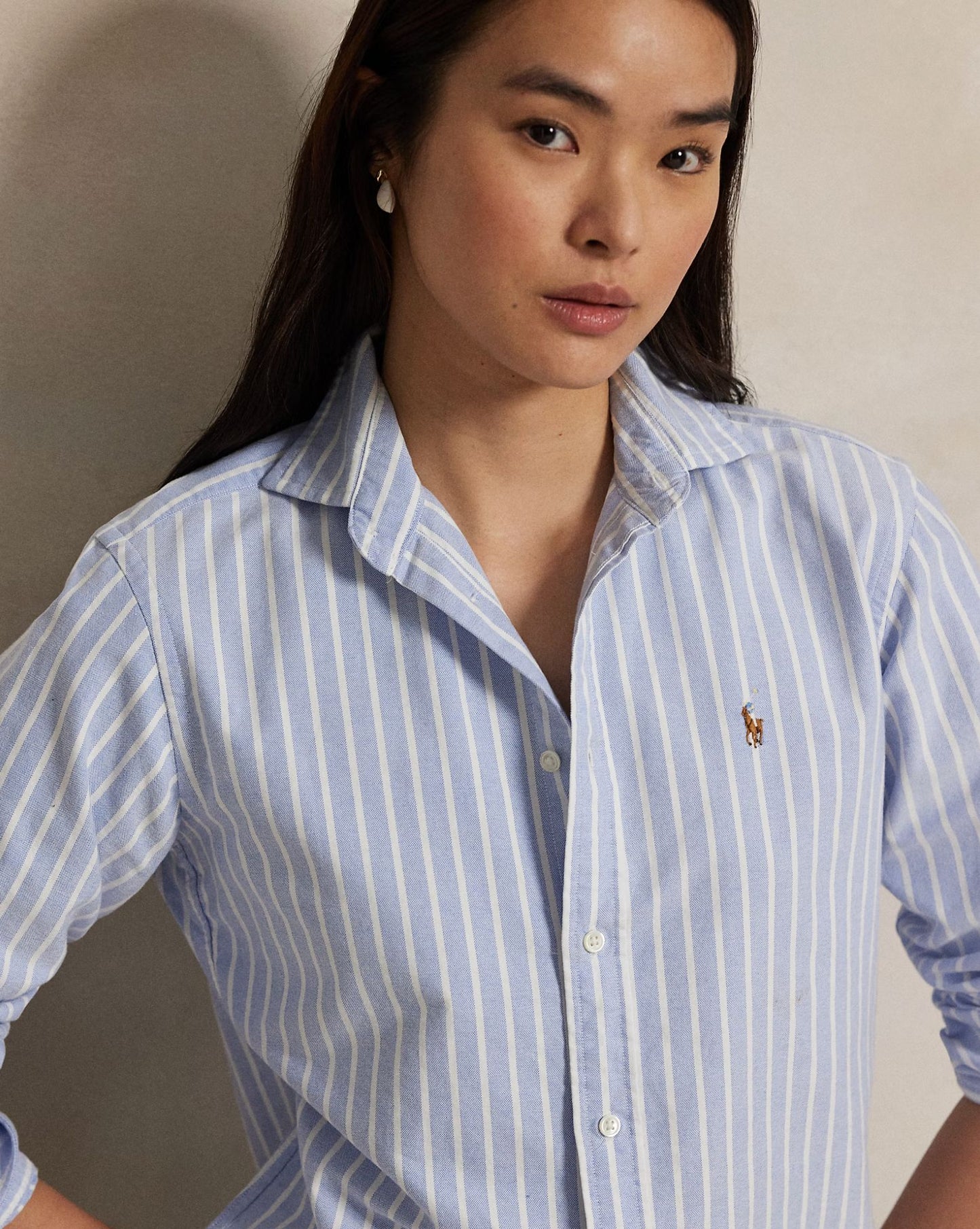 Slim Fit Striped Oxford Shirt-Tops/Blouses-Uniquities