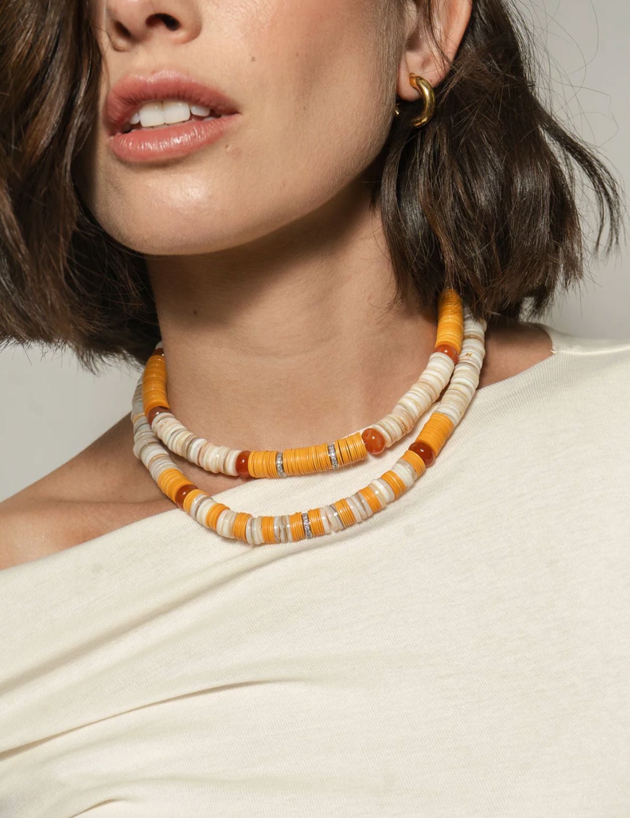 Cream Orange Seashell Puka Necklace-Jewelry-Uniquities