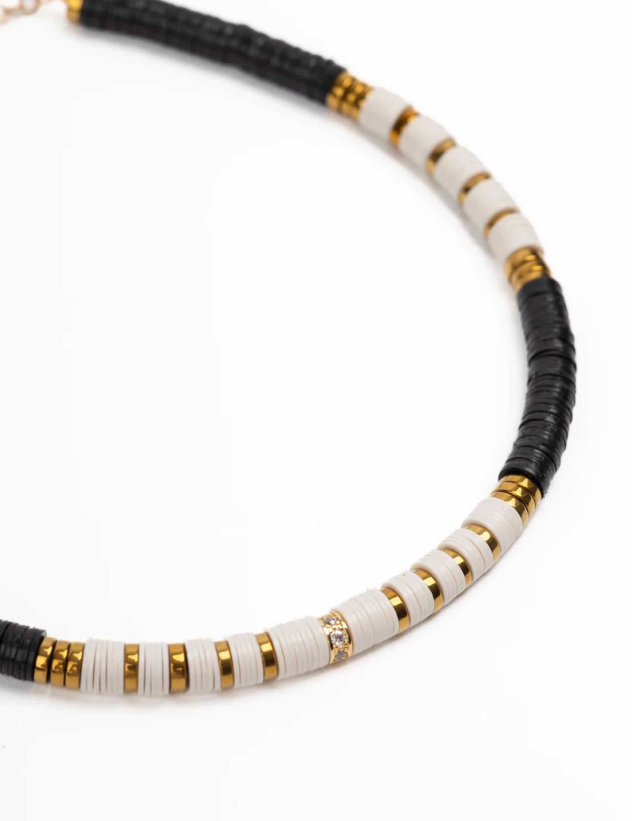 Black/Cream Pave Puka Necklace-Jewelry-Uniquities
