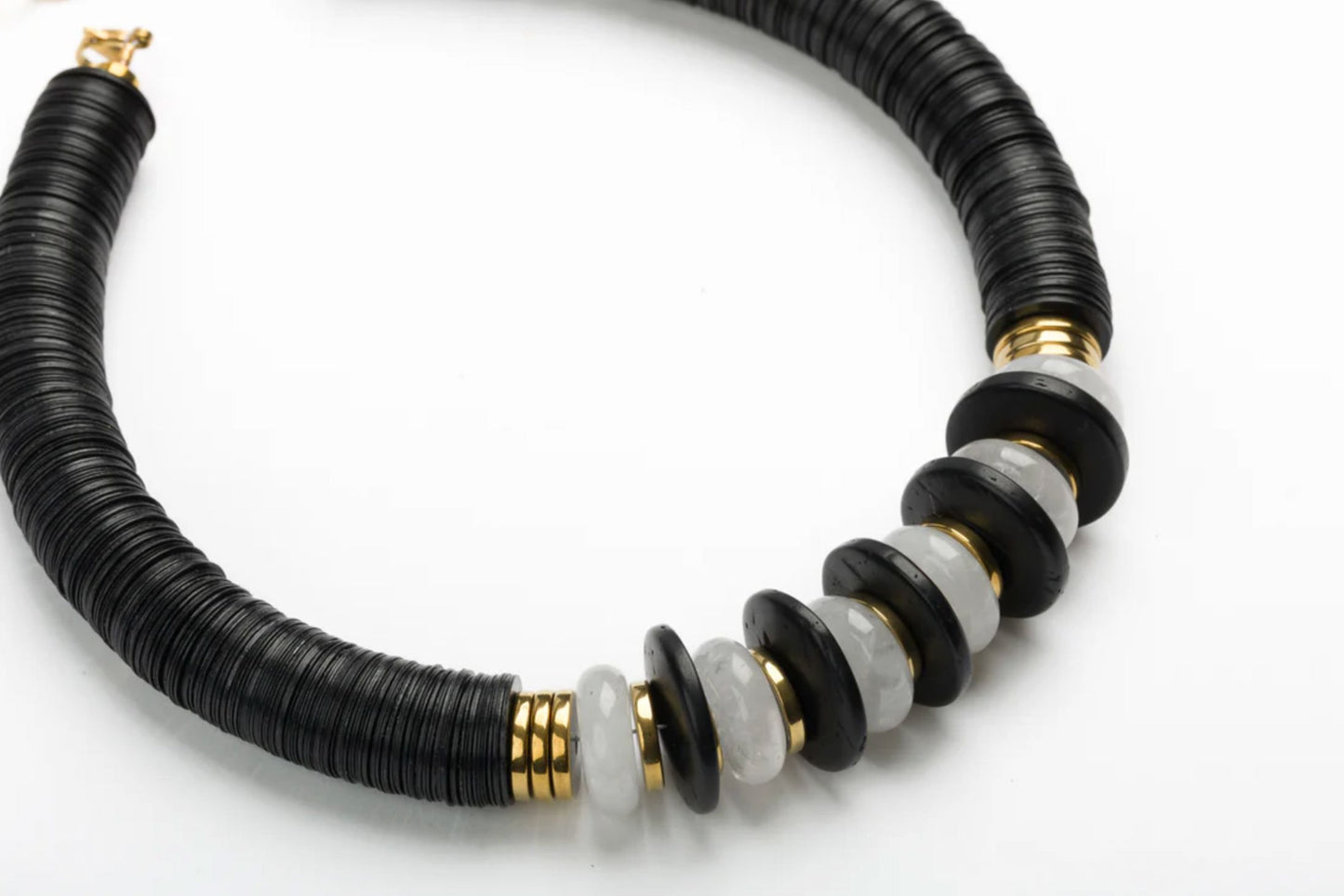 Black/Quartz Crystal Puka Necklace-Jewelry-Uniquities