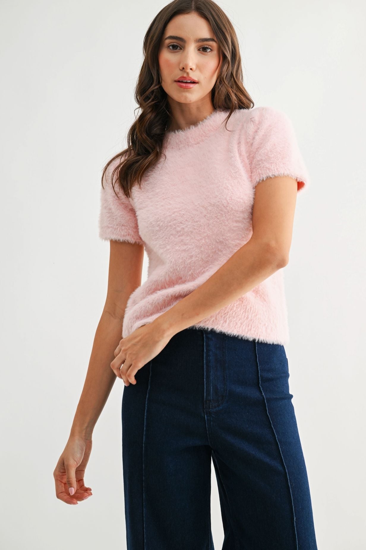 Wallace Fuzzy Sweater Top-Sweaters-Uniquities