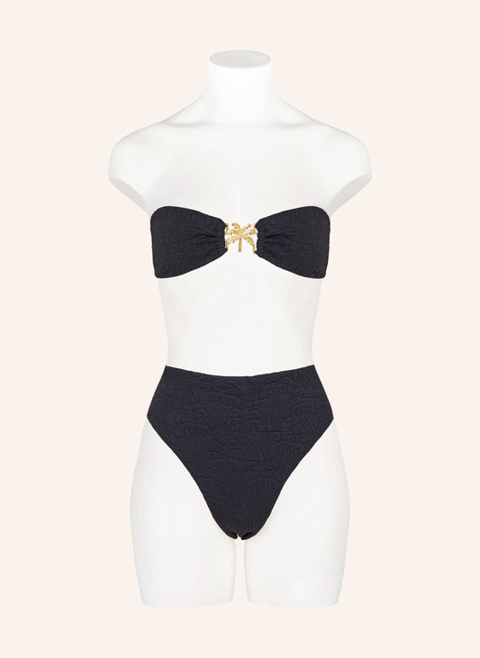 Black Palm Trees Bikini Bottom-Swimwear-Uniquities
